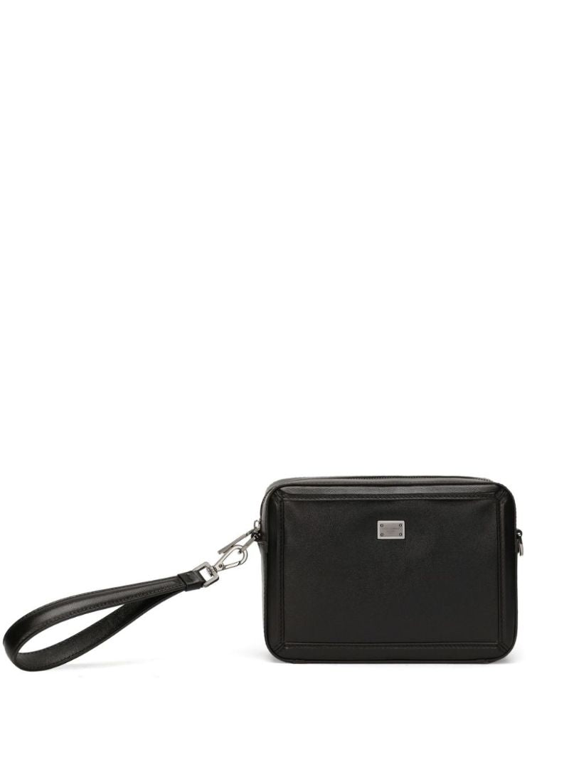 Plaque Leather Shoulder Bag