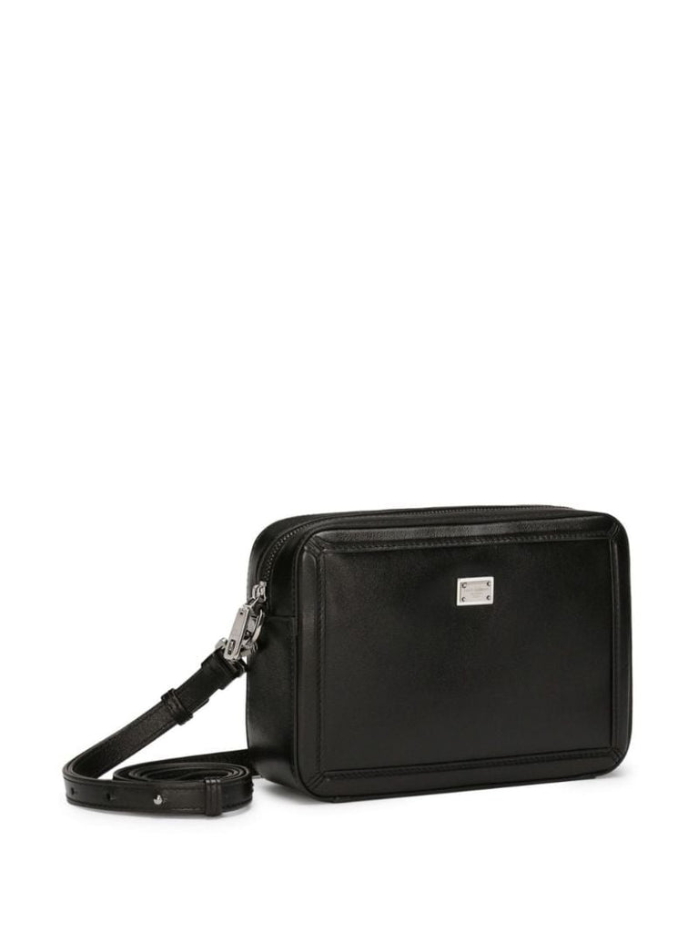 Plaque Leather Shoulder Bag