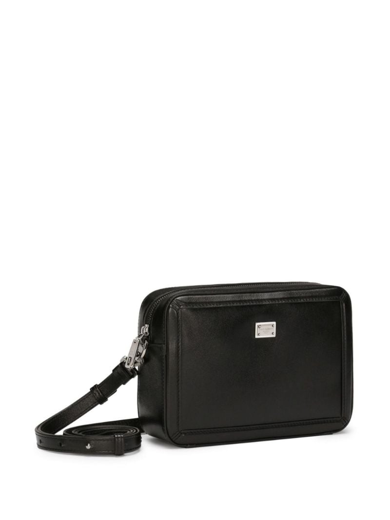Plaque Leather Shoulder Bag