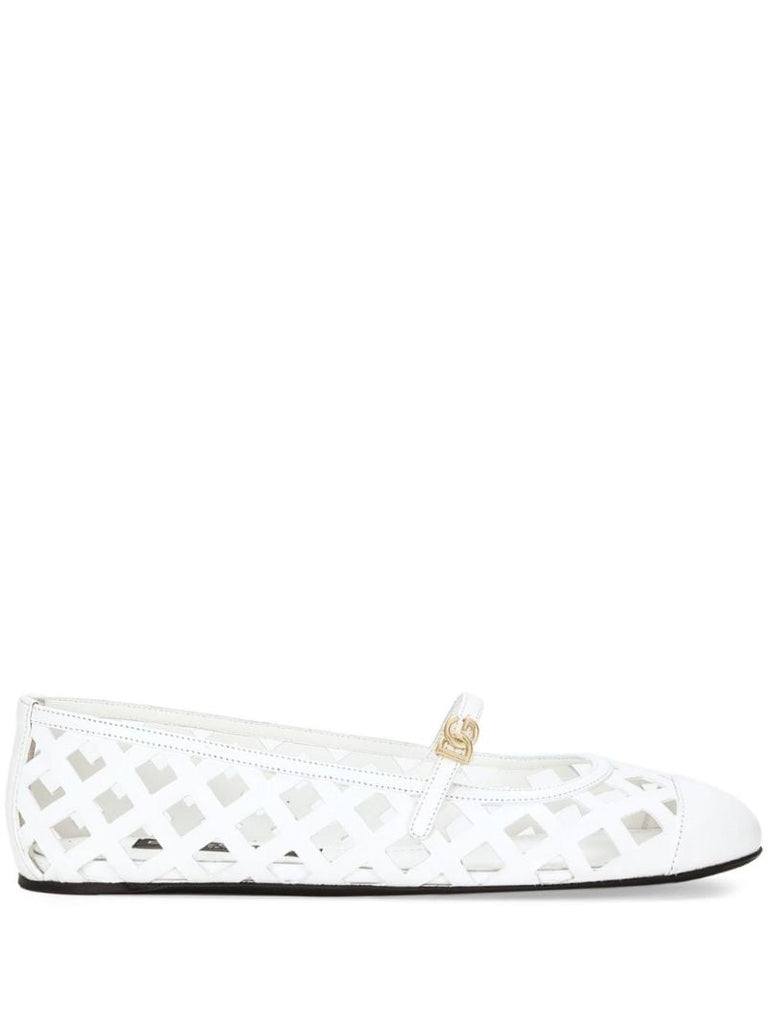 Openwork Leather Ballet Flats
