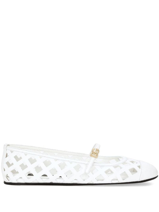 Openwork Leather Ballet Flats