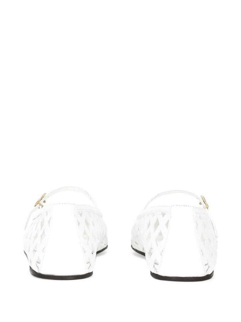 Openwork Leather Ballet Flats