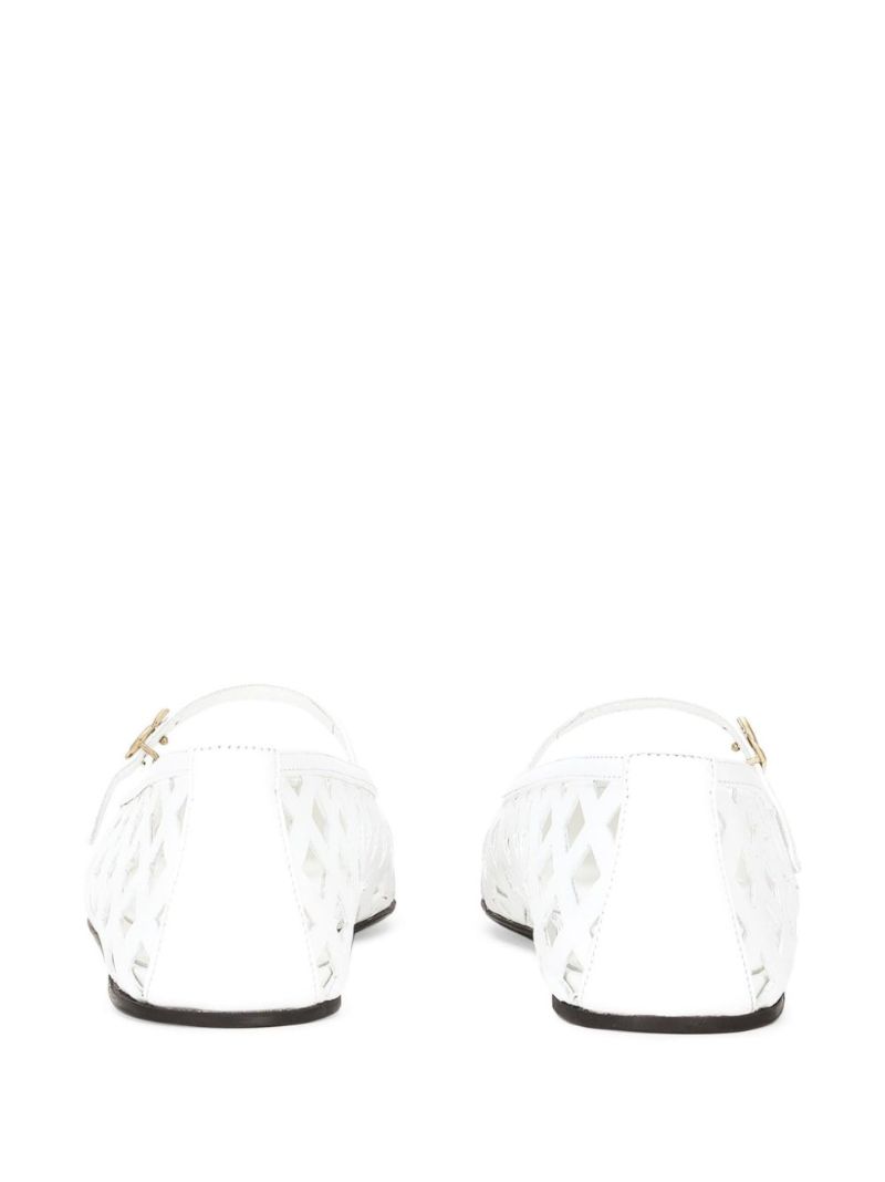 Openwork Leather Ballet Flats