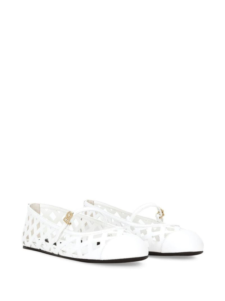 Openwork Leather Ballet Flats