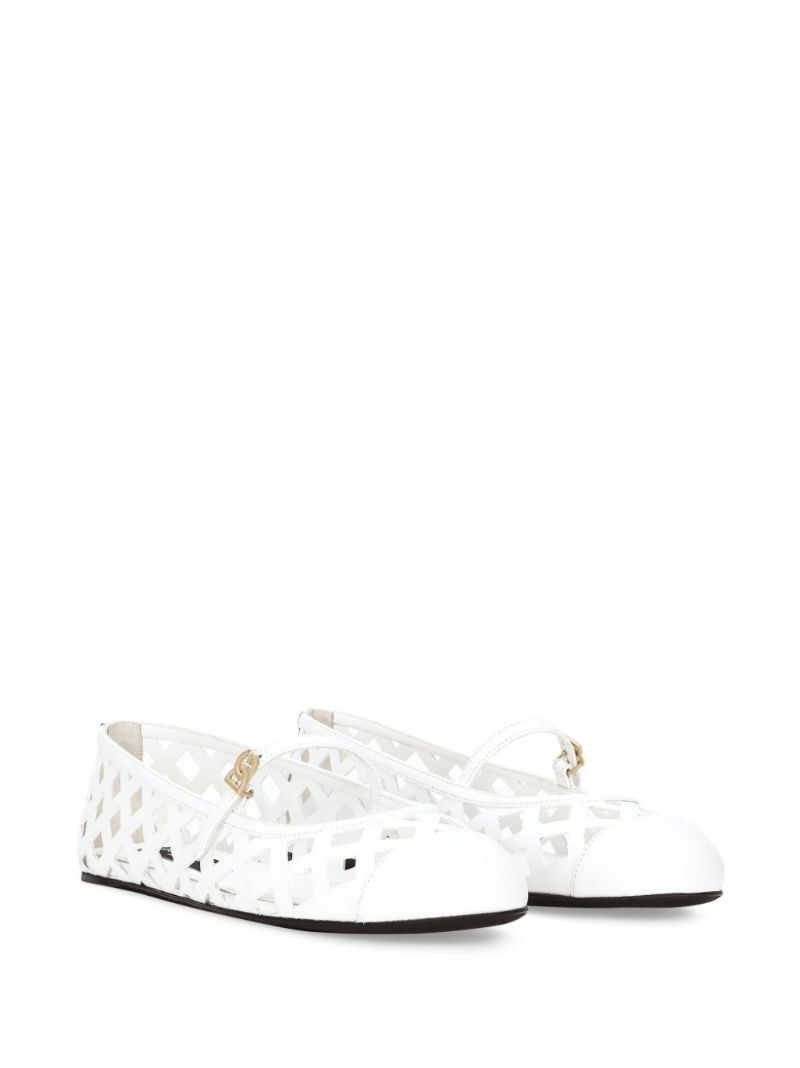 Openwork Leather Ballet Flats