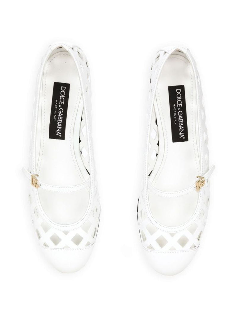 Openwork Leather Ballet Flats