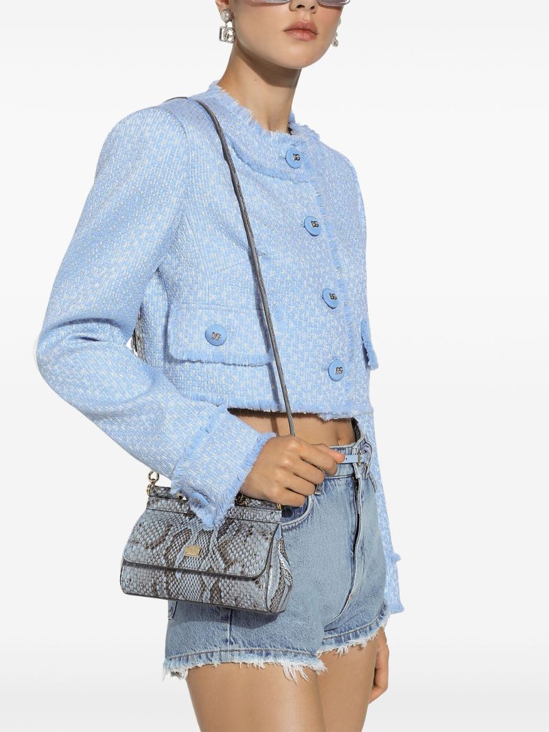 Collarless Tweed Cropped Jacket
