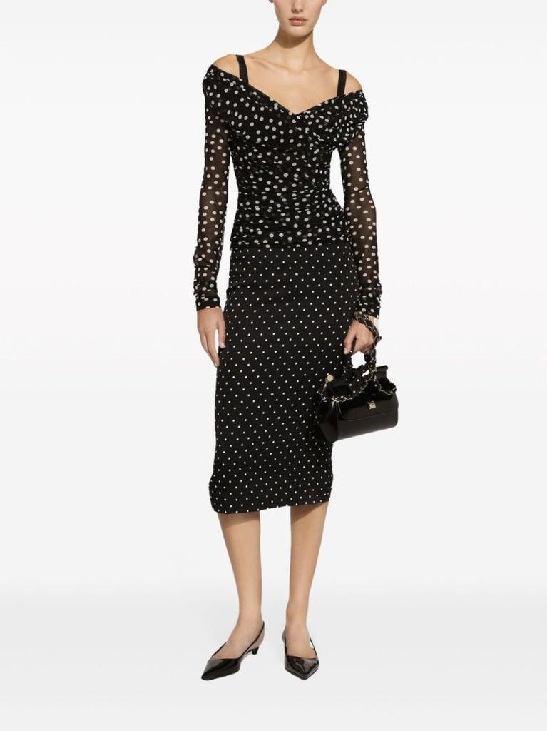 Black Polka Dot Pencil Skirt