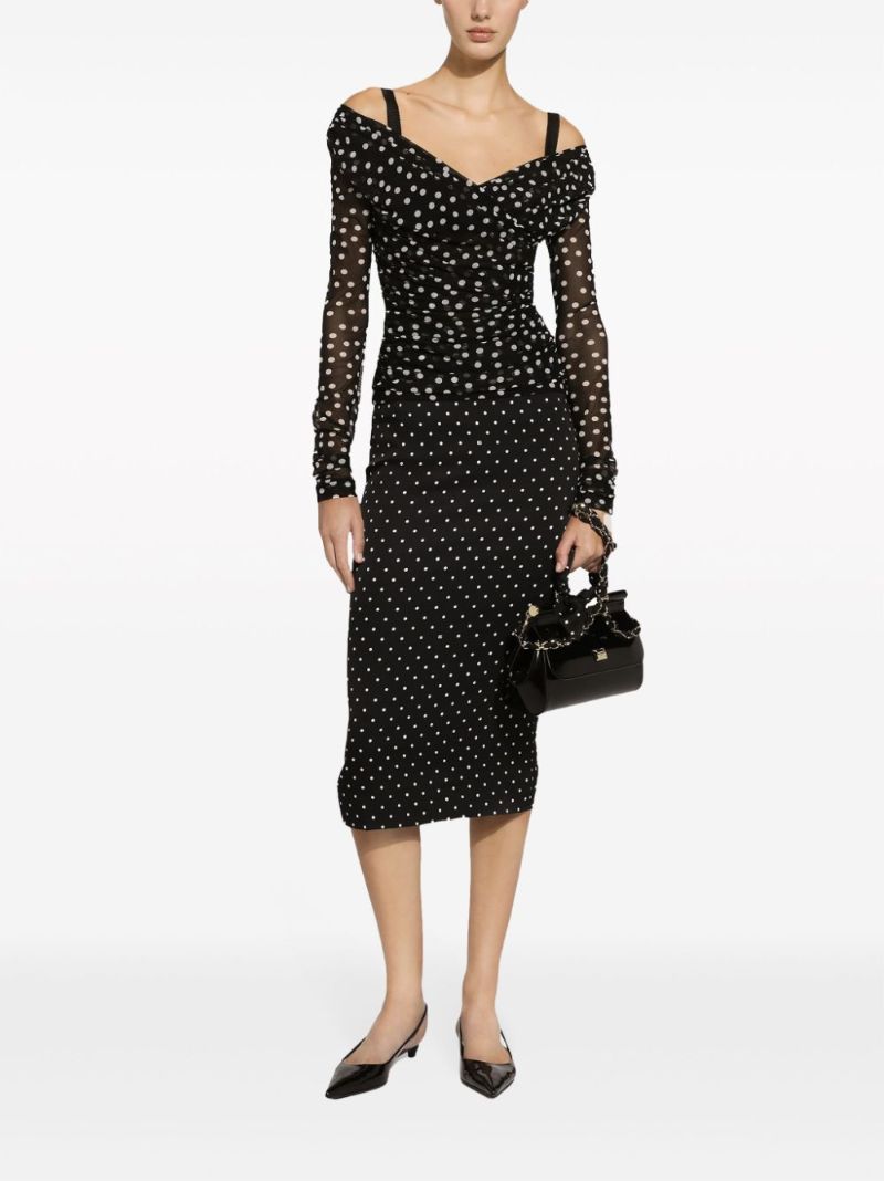 Black Polka Dot Pencil Skirt