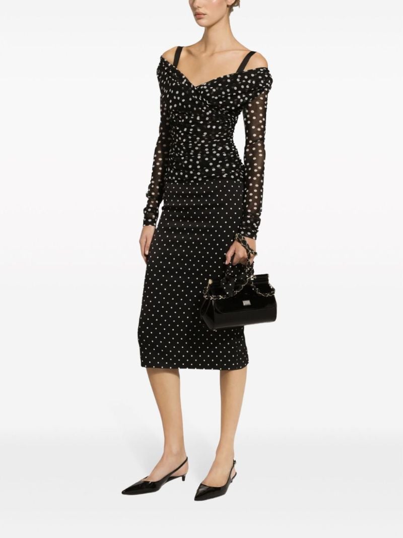 Black Polka Dot Pencil Skirt