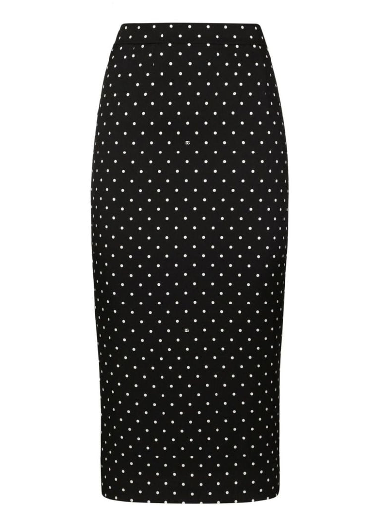 Black Polka Dot Pencil Skirt