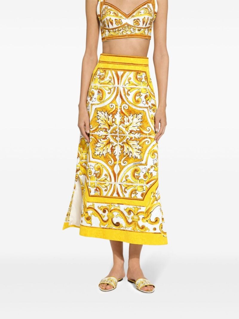 Majolica-print Midi Skirt