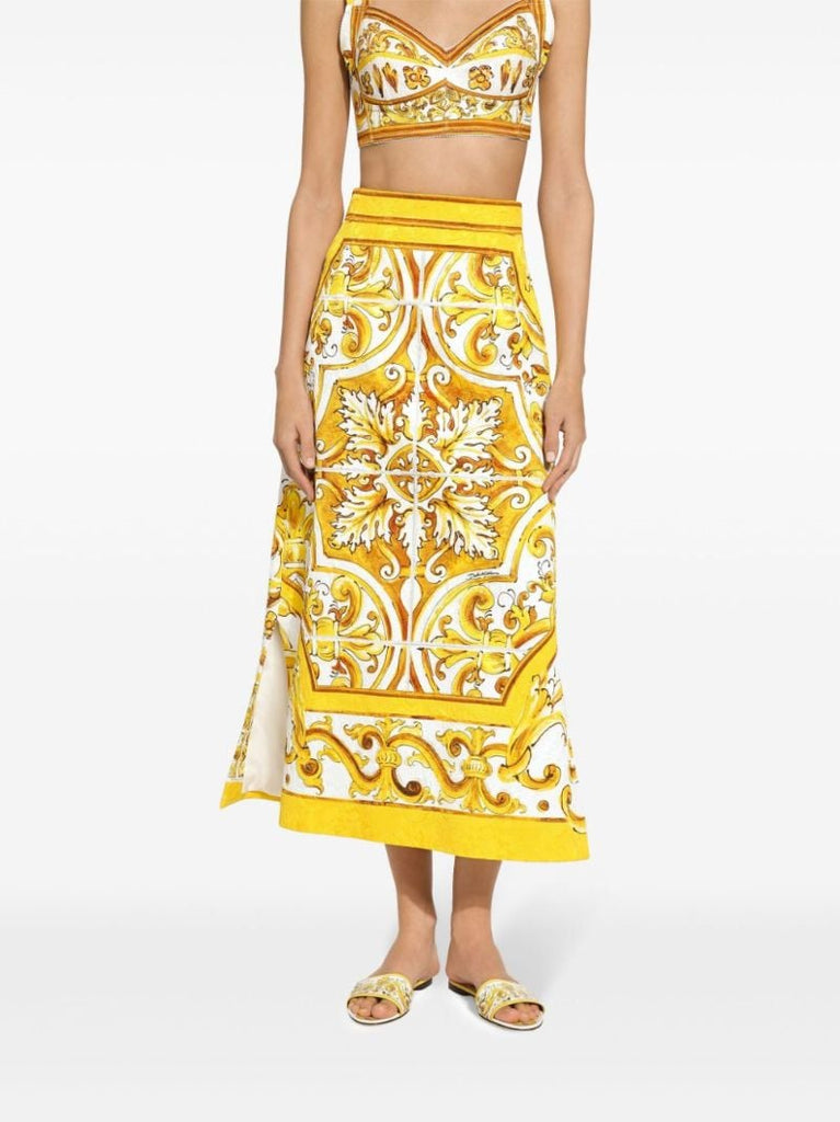Majolica-print Midi Skirt