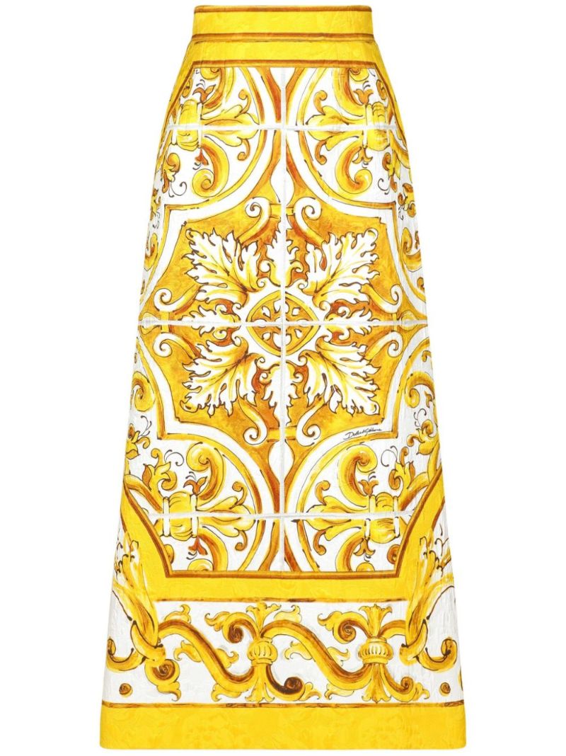 Majolica-print Midi Skirt