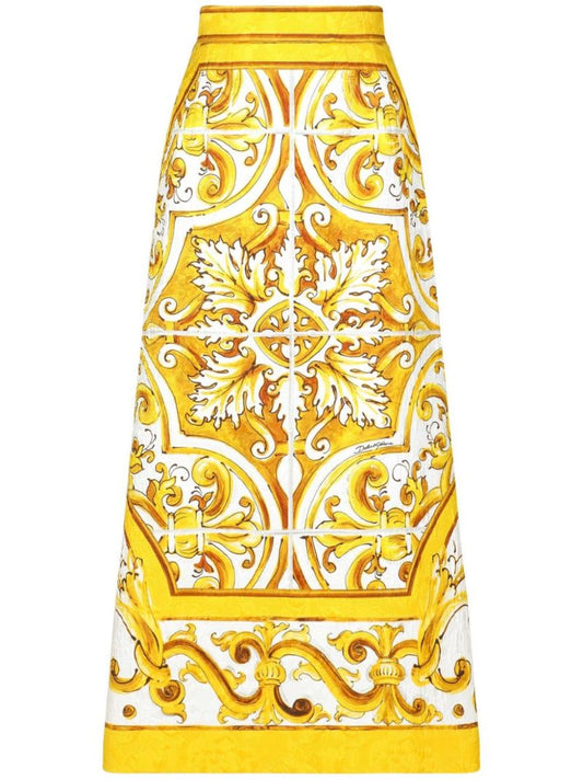 Majolica-print Midi Skirt
