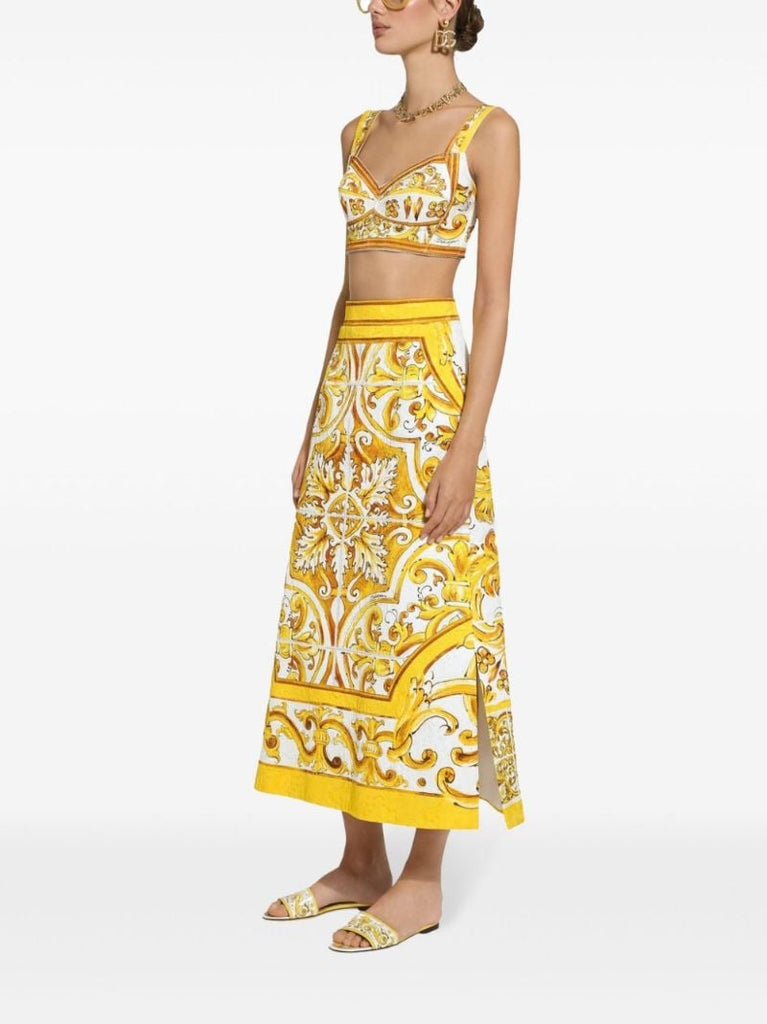 Majolica-print Midi Skirt