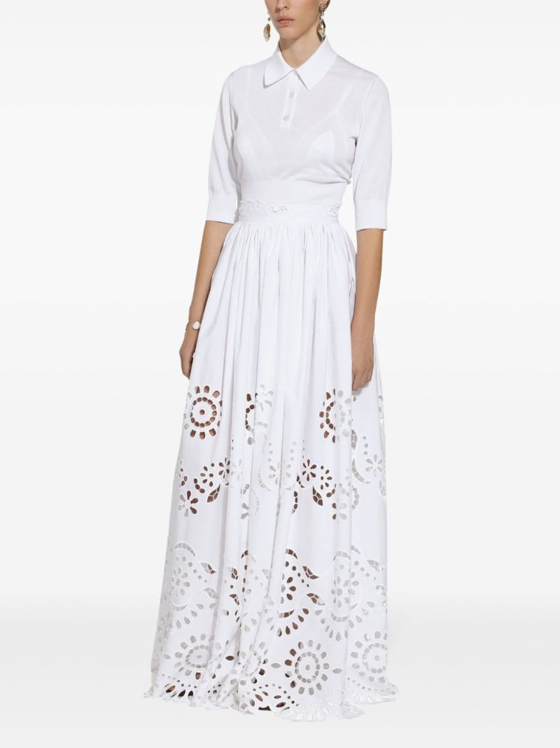White Broderie Anglaise Long Skirt