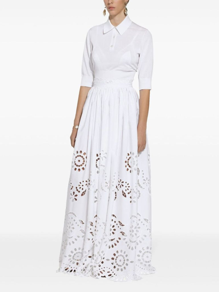 White Broderie Anglaise Long Skirt