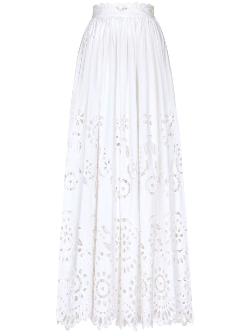 White Broderie Anglaise Long Skirt