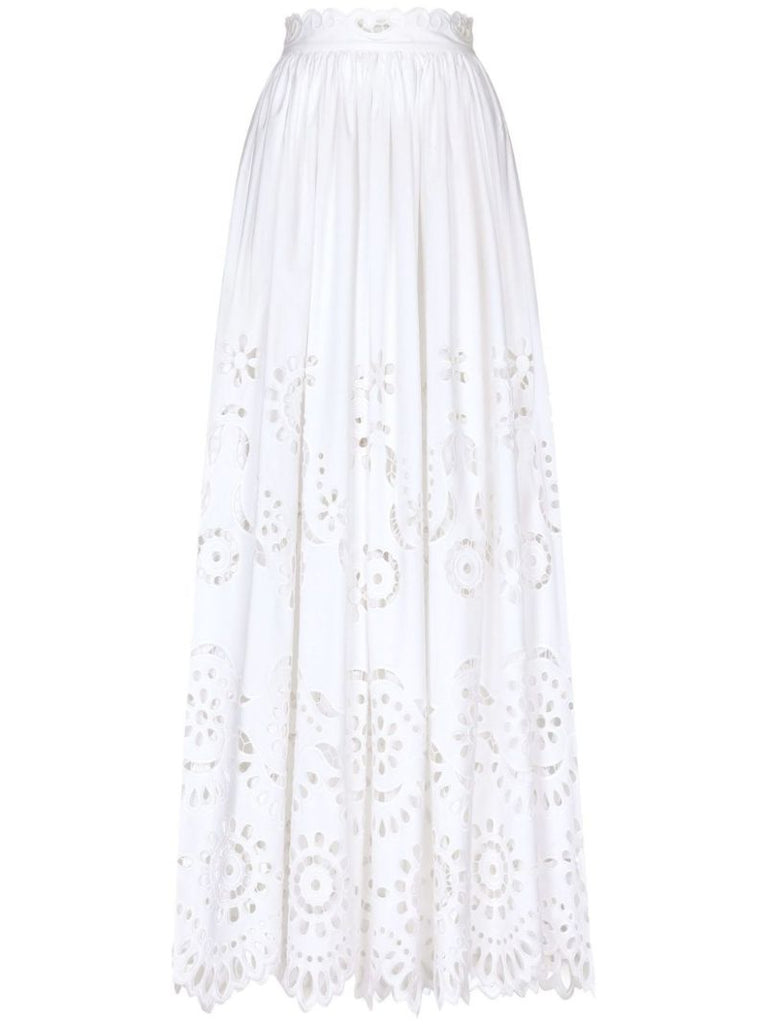 White Broderie Anglaise Long Skirt