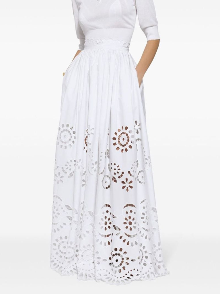 White Broderie Anglaise Long Skirt
