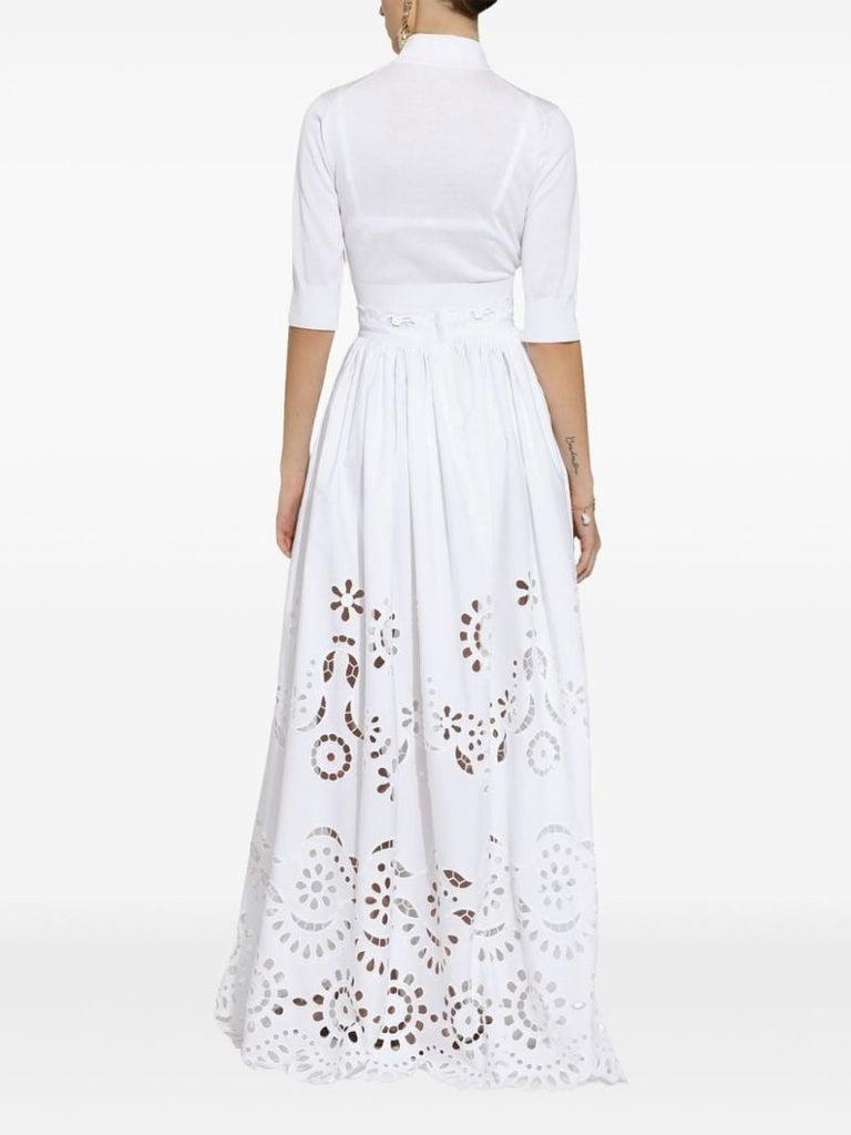 White Broderie Anglaise Long Skirt