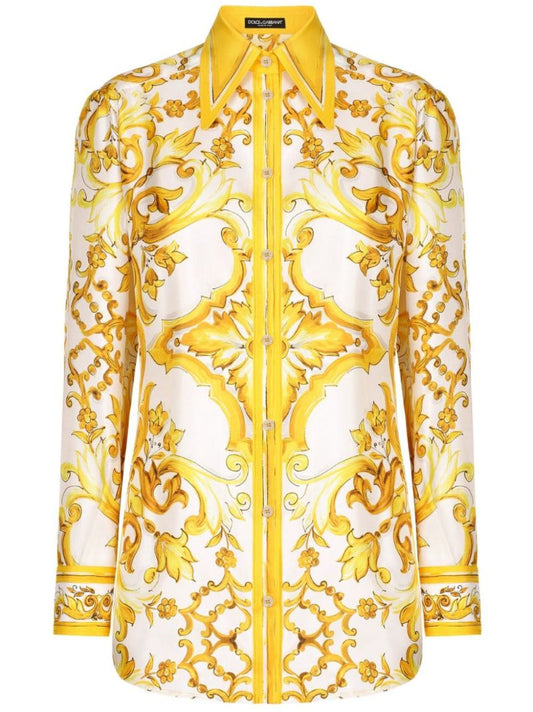 Majolica-print Silk Shirt