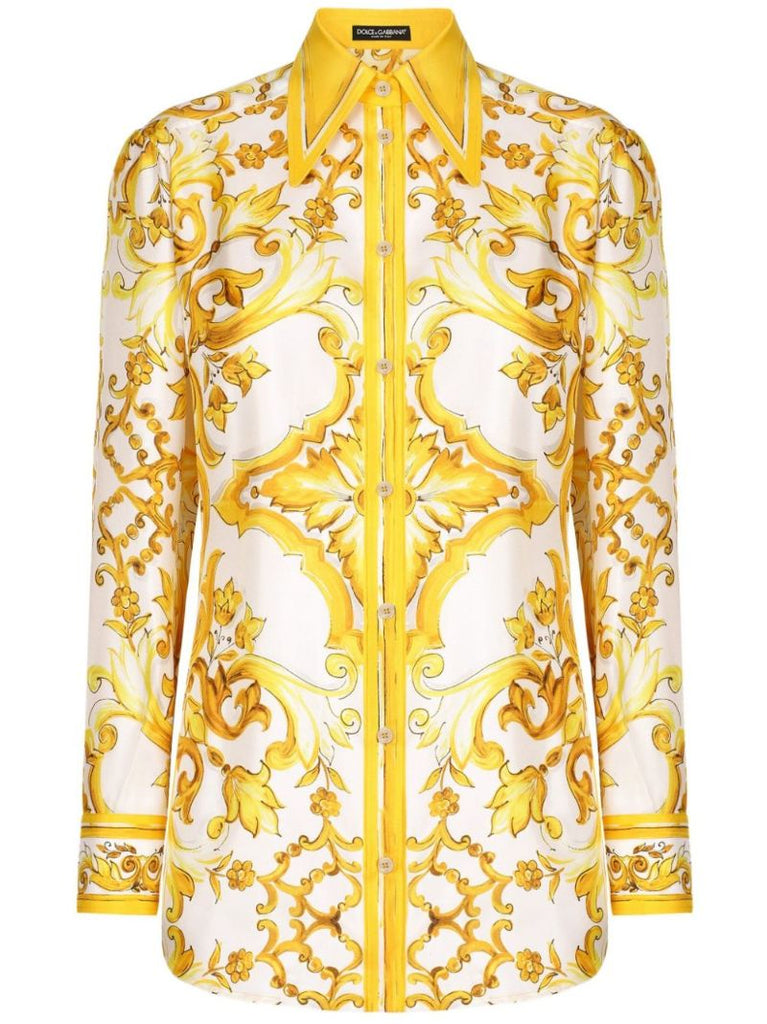 Majolica-print Silk Shirt