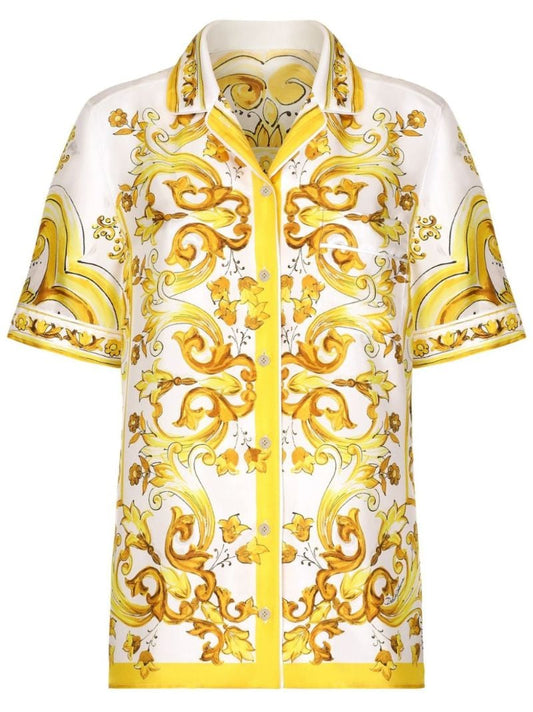 Majolica-print Silk Shirt