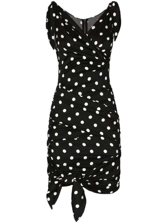 Black Silk Draped Dress