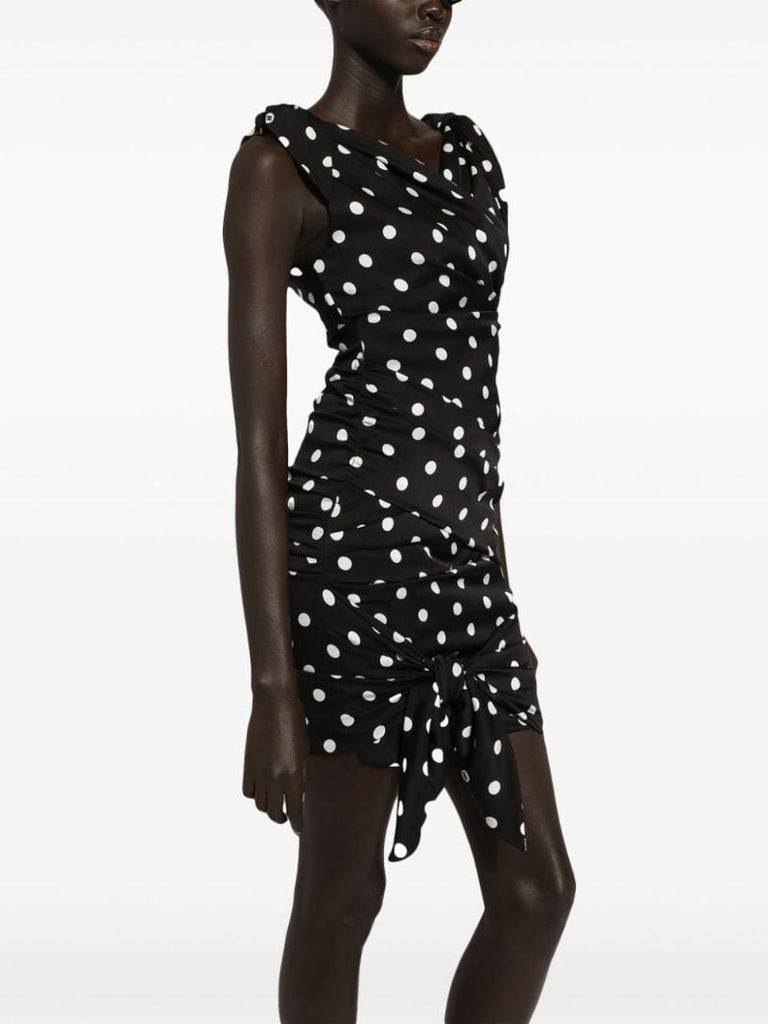 Black Silk Draped Dress