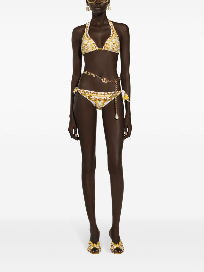 Majolica-print Triangle Bikini