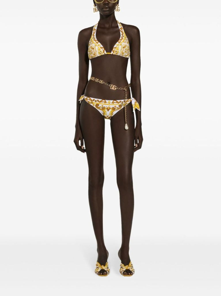 Majolica-print Triangle Bikini