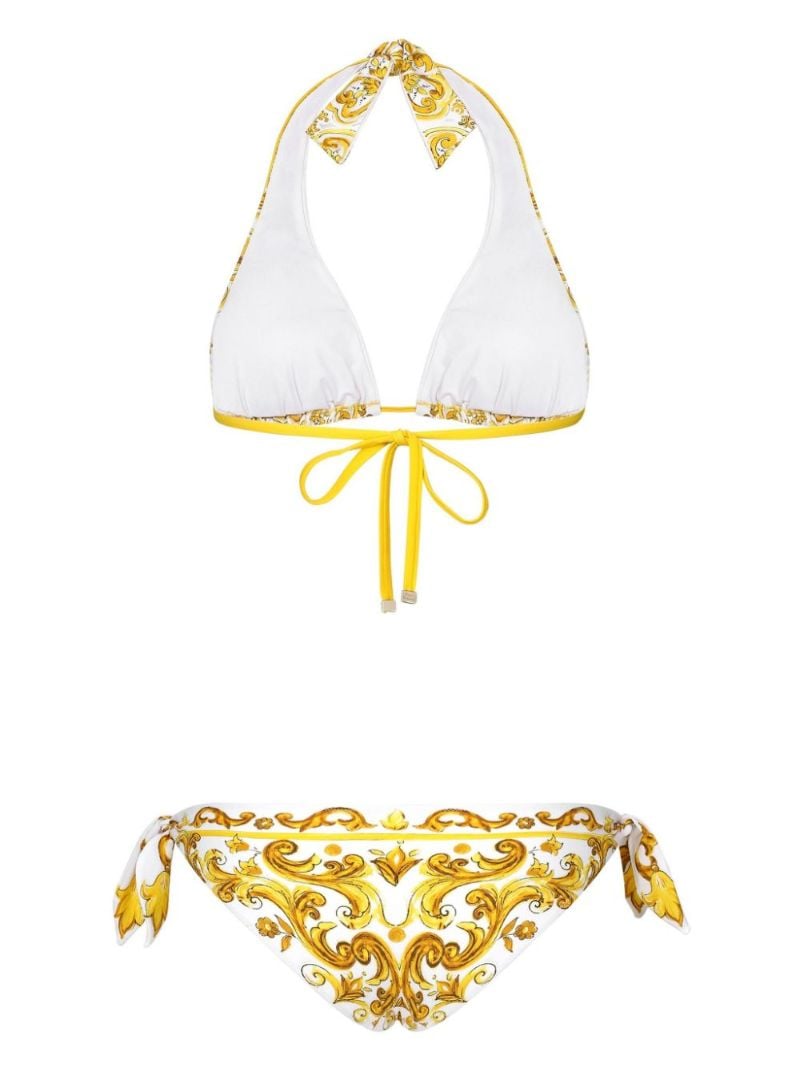Majolica-print Triangle Bikini