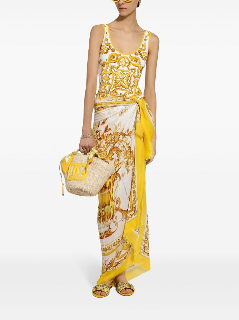 Majolica-print Racing Swimsuit