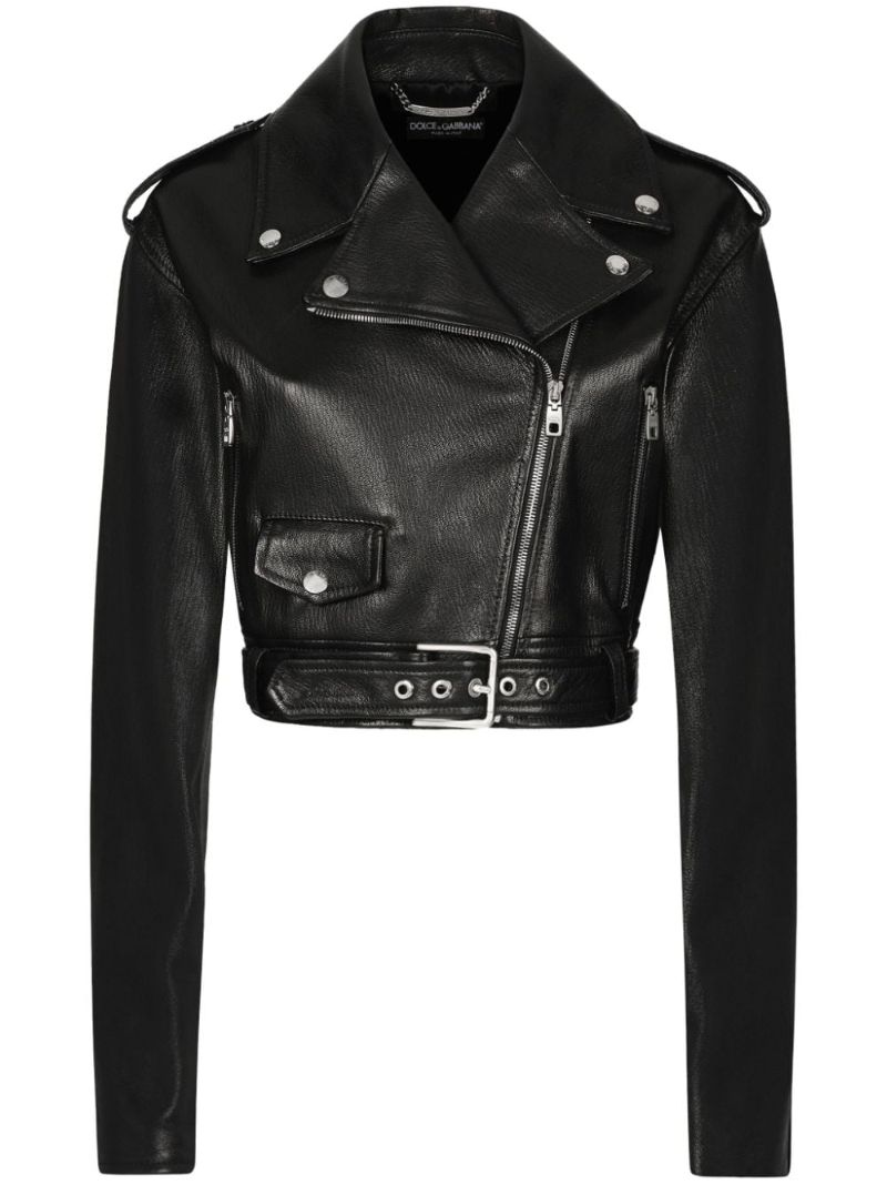 Black Cropped Biker Jacket