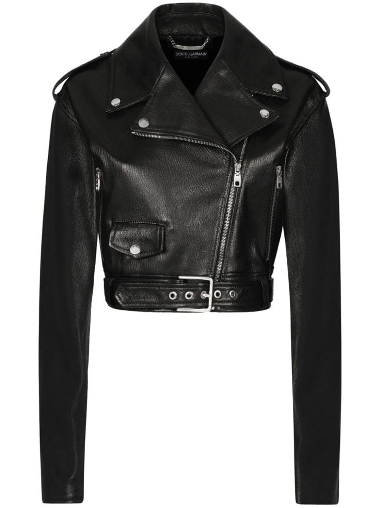Black Cropped Biker Jacket
