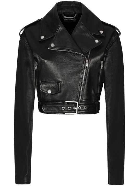 Black Cropped Biker Jacket