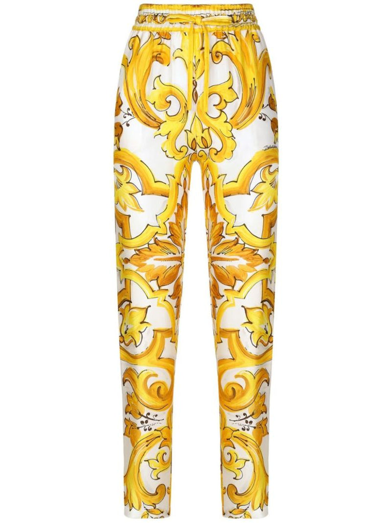 Majolica-print Slim Trousers