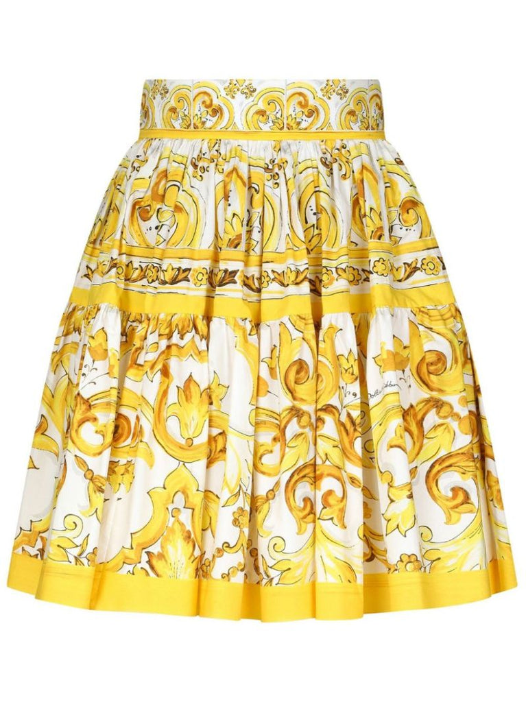Yellow Majolica Pleated Skirt