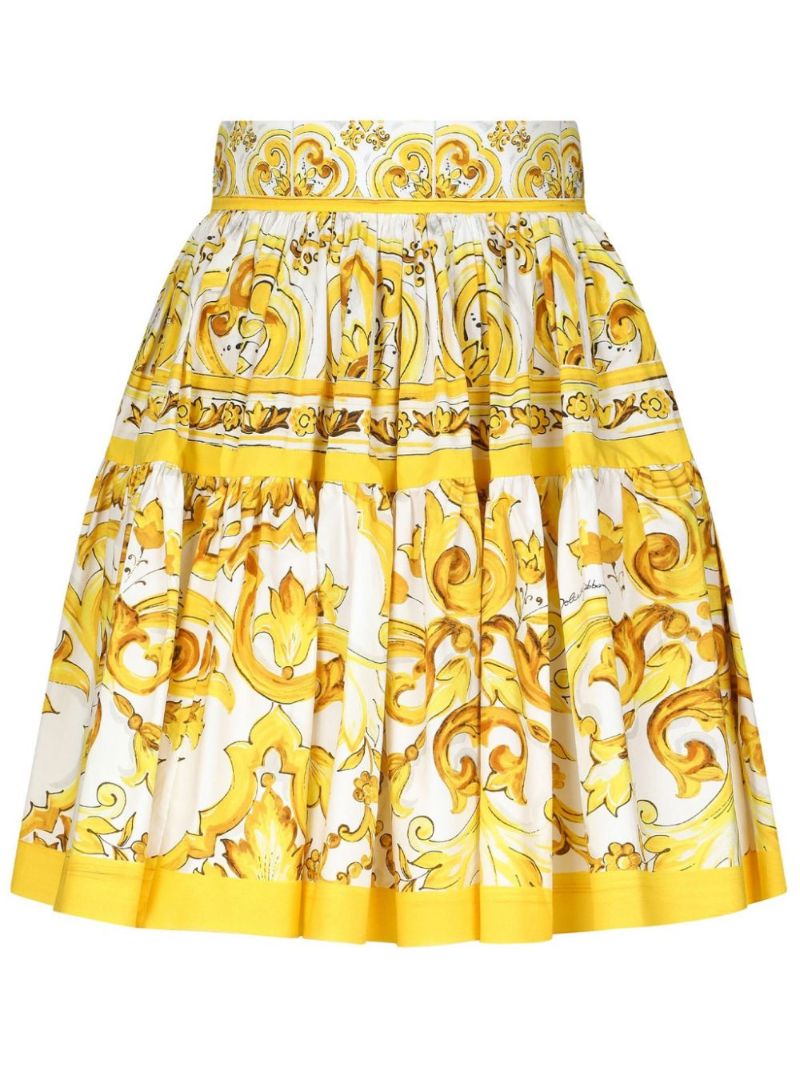 Yellow Majolica Pleated Skirt