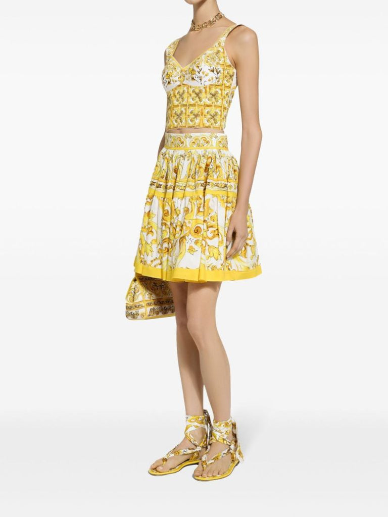 Yellow Majolica Pleated Skirt
