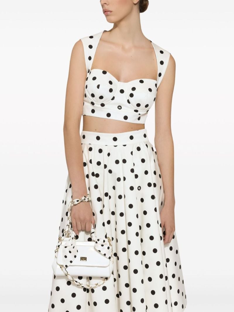 White Polka Dot Flared Skirt