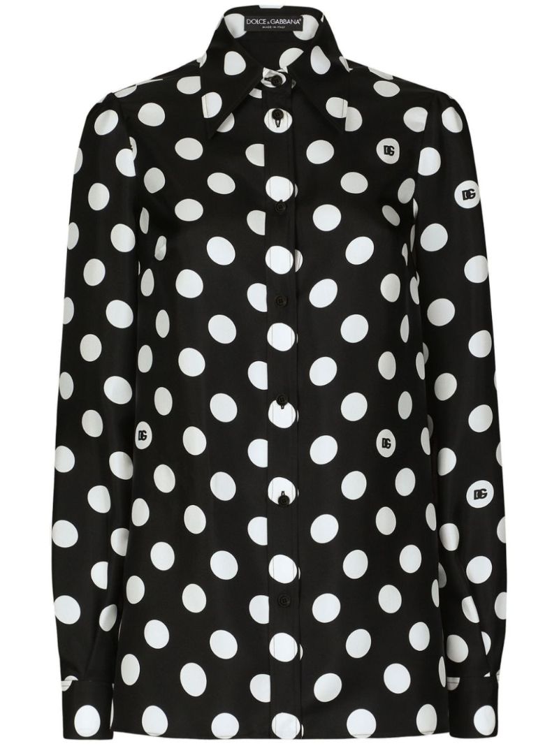 Black Polka Dot Silk Shirt