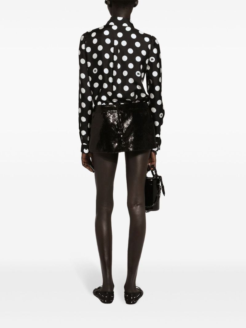 Black Polka Dot Silk Shirt