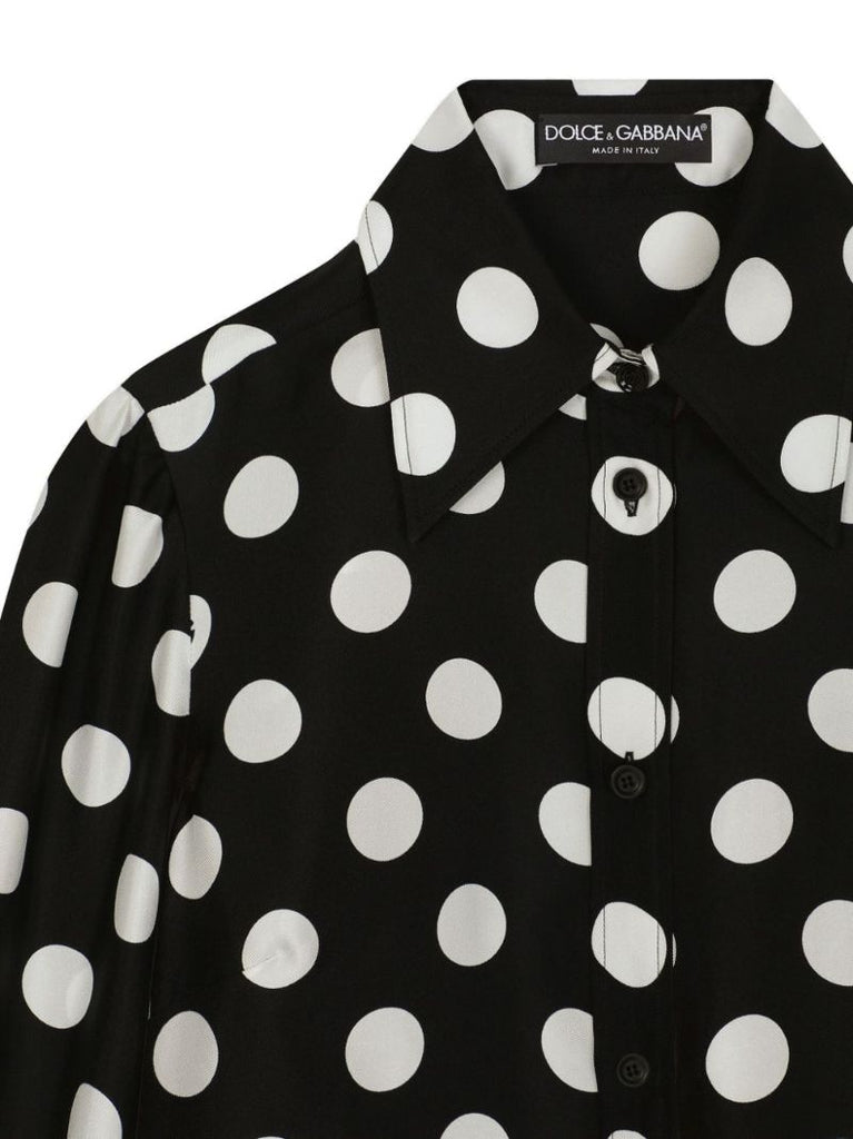 Black Polka Dot Silk Shirt