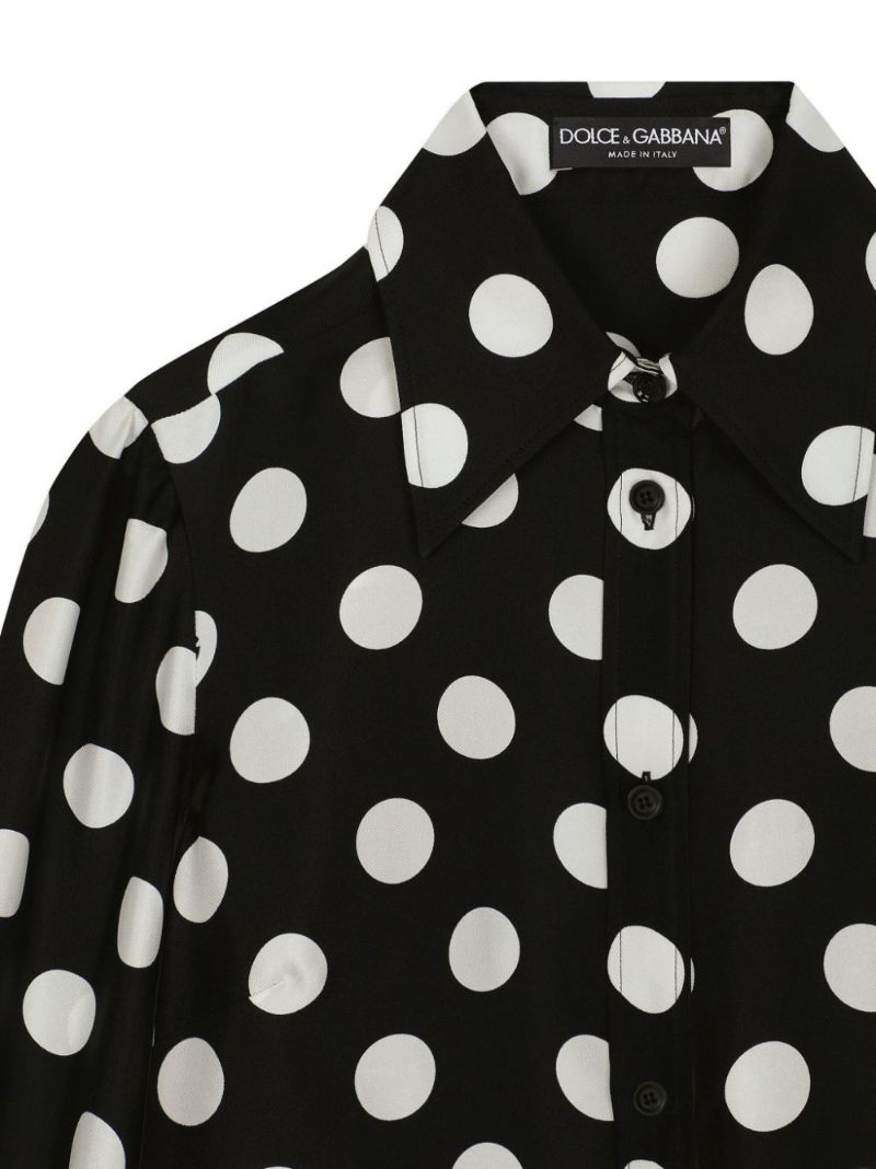 Black Polka Dot Silk Shirt