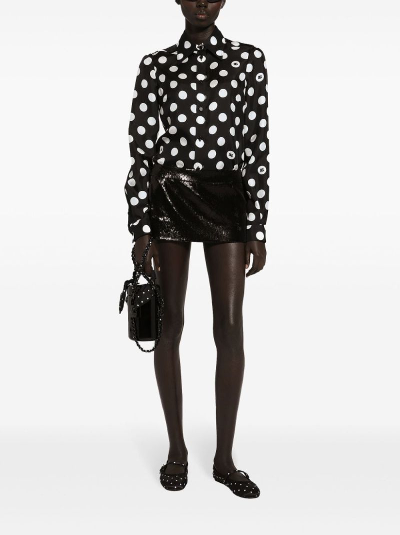 Black Polka Dot Silk Shirt