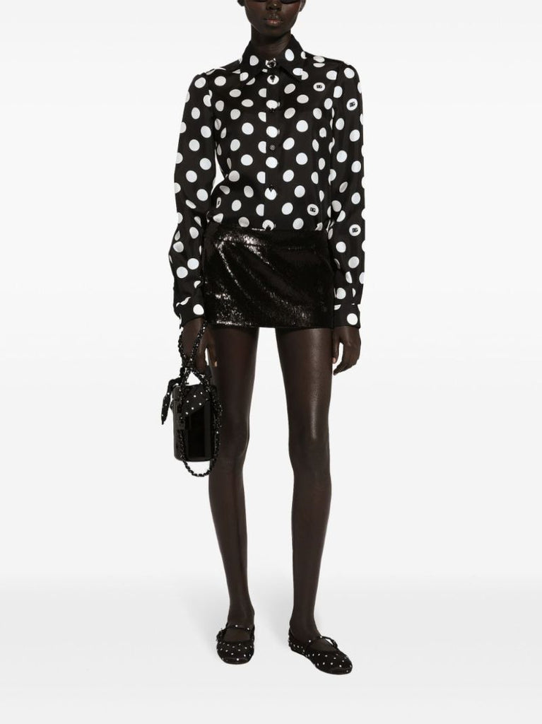 Black Polka Dot Silk Shirt