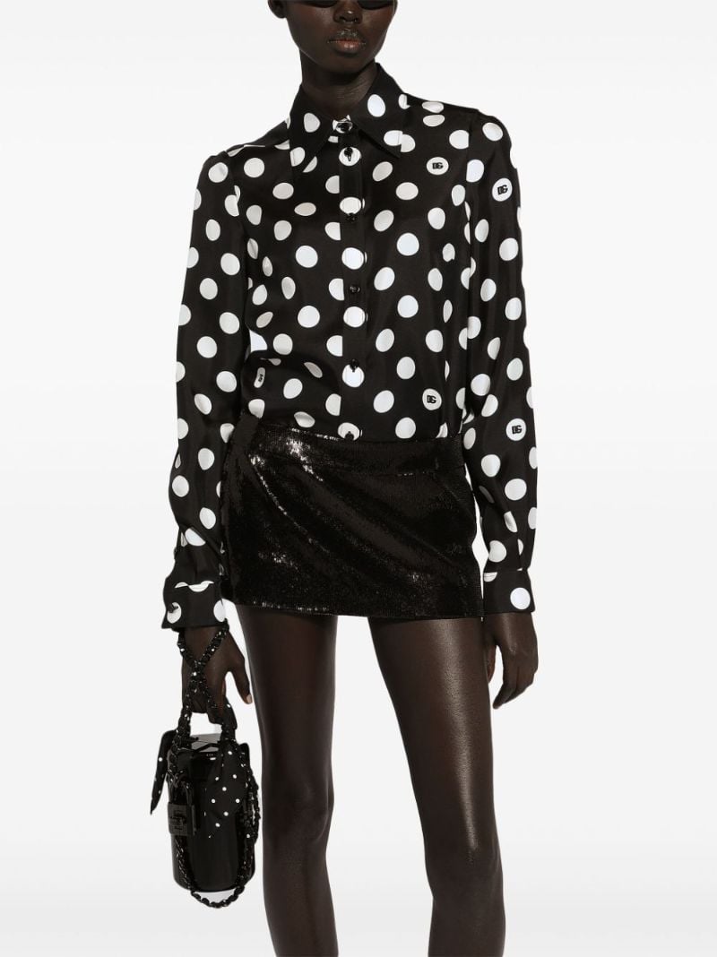 Black Polka Dot Silk Shirt
